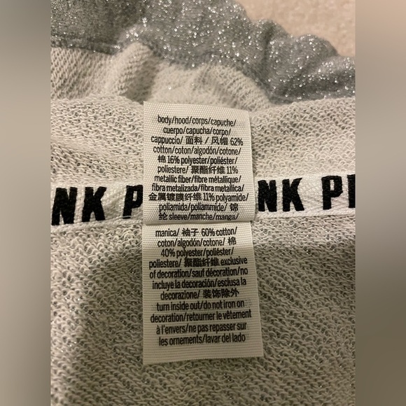 VS PINK bling metallic shine outfit SMALL joggers LARGE hoodie NWOT - Picture 9 of 13